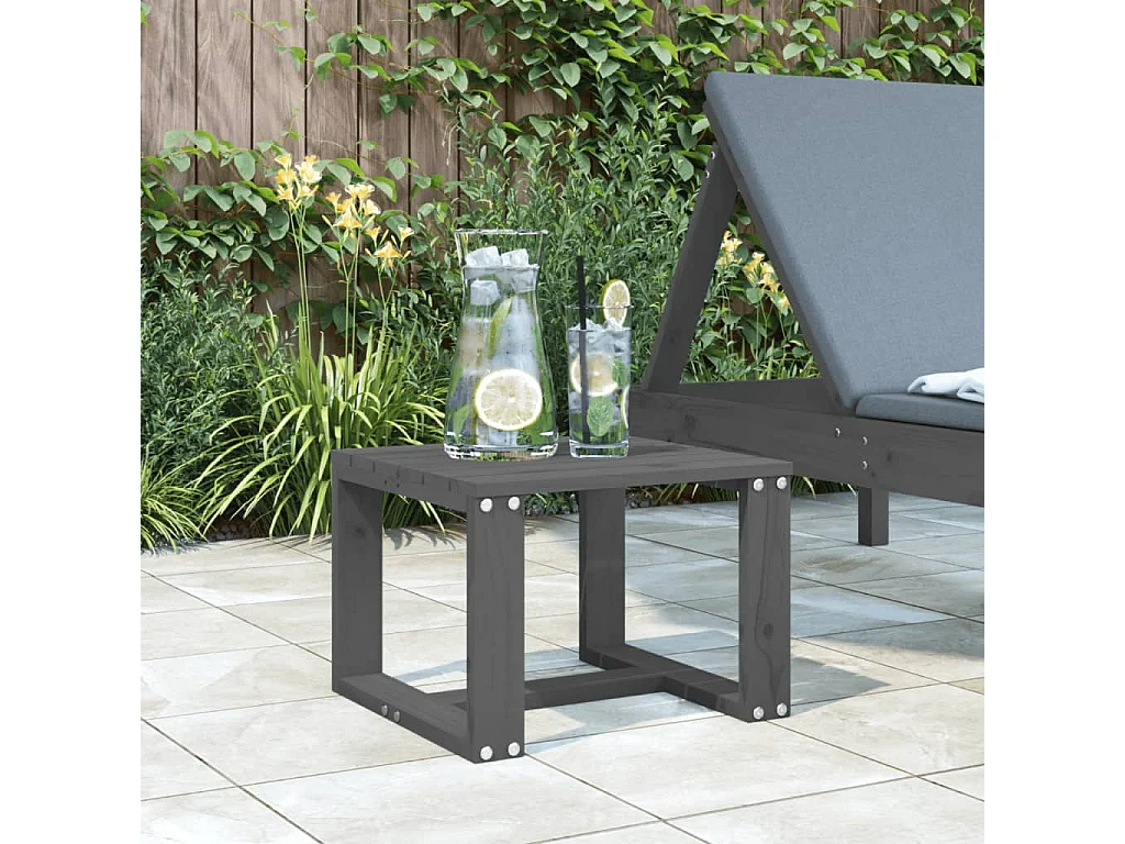 Table d&#039;appoint de jardin gris 40x38x28,5 cm bois massif de pin