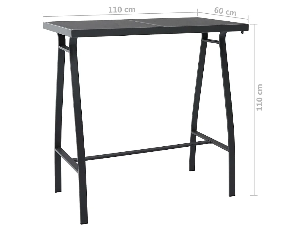 Garten-Bartisch Schwarz 110x60x110 cm Hartglas
