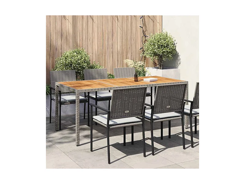 Tavolo Giardino 190x90x75 cm Polyrattan Legno di Acacia Grigio