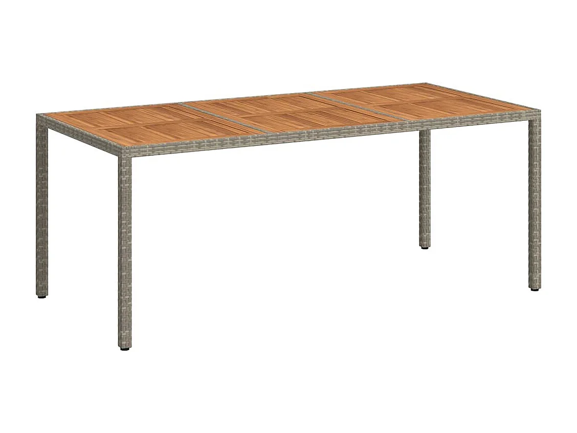 Table de jardin 190x90x75 cm Résine tressée/bois d'acacia Gris