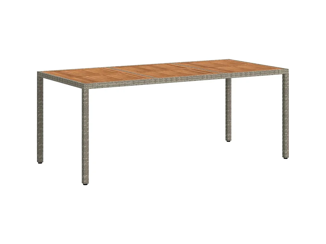 Table de jardin 190x90x75 cm Résine tressée/bois d'acacia Gris