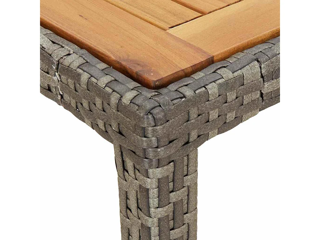 Table de jardin 190x90x75 cm Résine tressée/bois d'acacia Gris