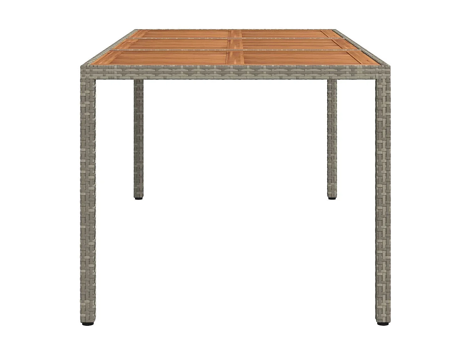 Table de jardin 190x90x75 cm Résine tressée/bois d'acacia Gris