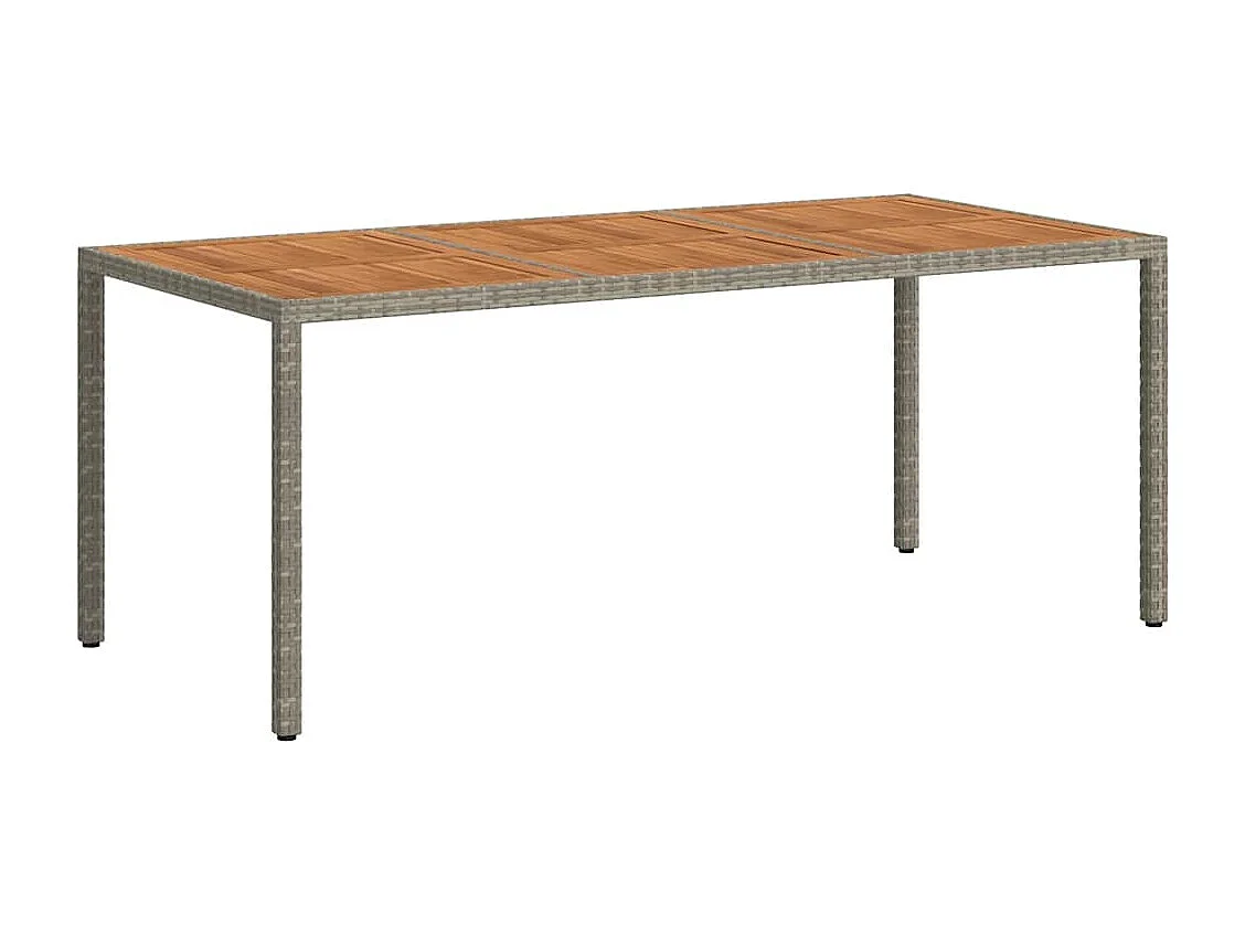 Table de jardin 190x90x75 cm Résine tressée/bois d'acacia Gris