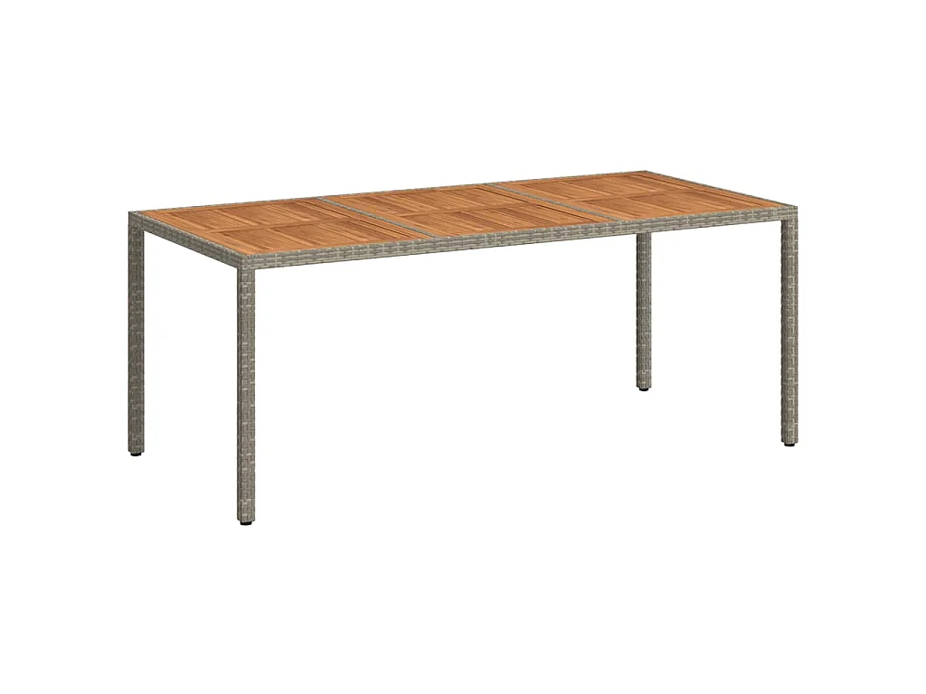 Table de jardin 190x90x75 cm Résine tressée/bois d'acacia Gris