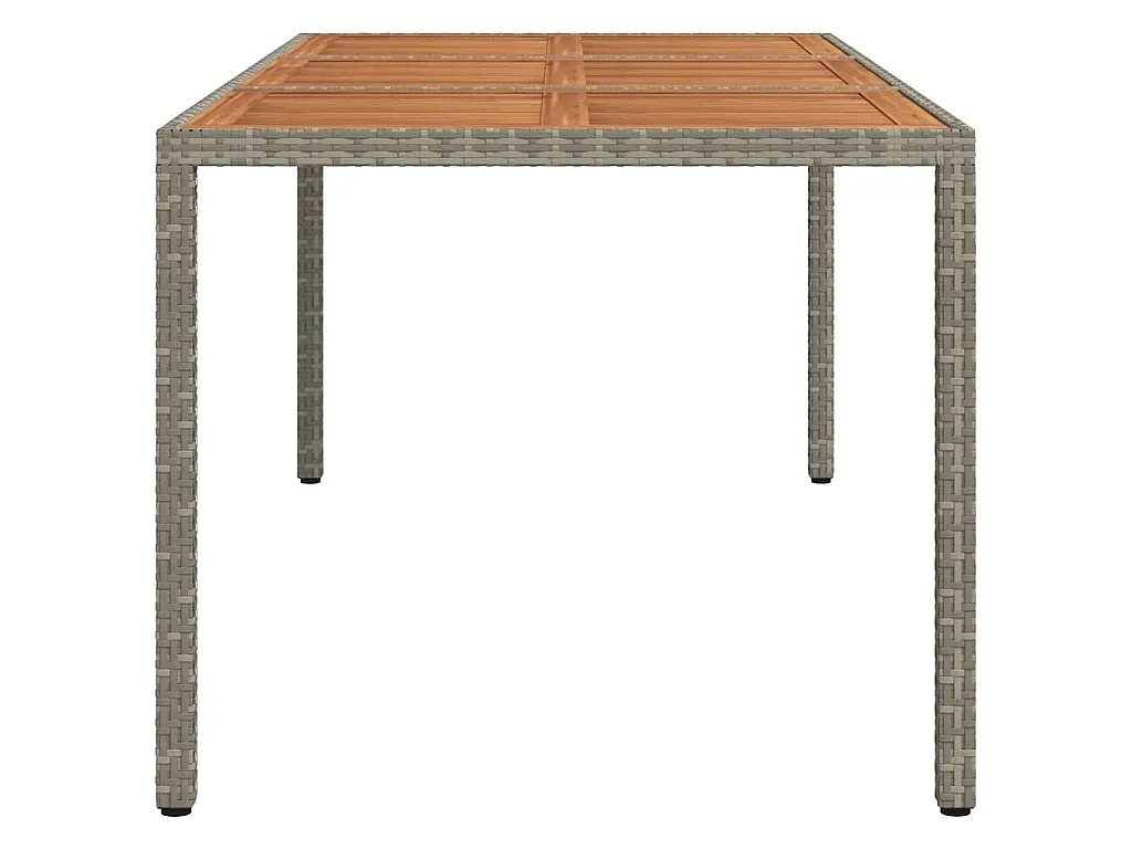 Table de jardin 190x90x75 cm Résine tressée/bois d'acacia Gris