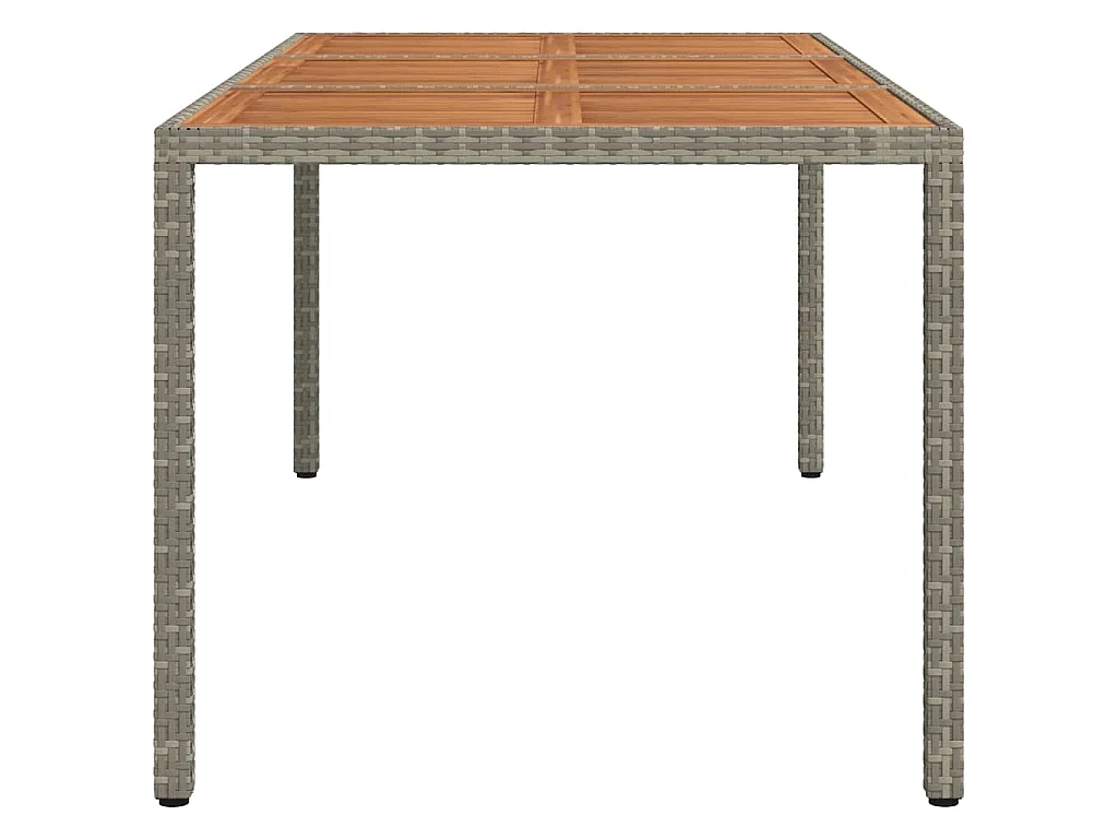 Gartentisch 190x90x75 cm Poly Rattan und Akazienholz Grau