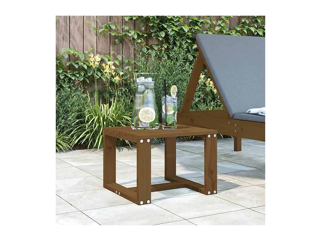 Table d'appoint jardin marron miel 40x38x28,5cm bois massif pin