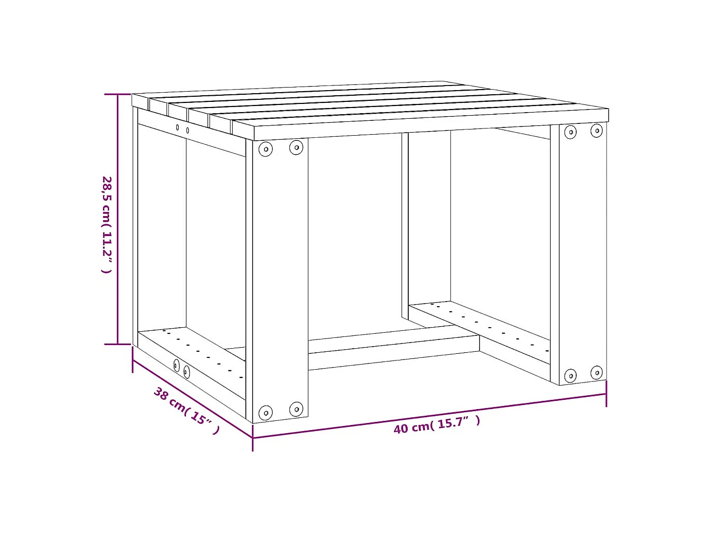 Table d'appoint jardin marron miel 40x38x28,5cm bois massif pin