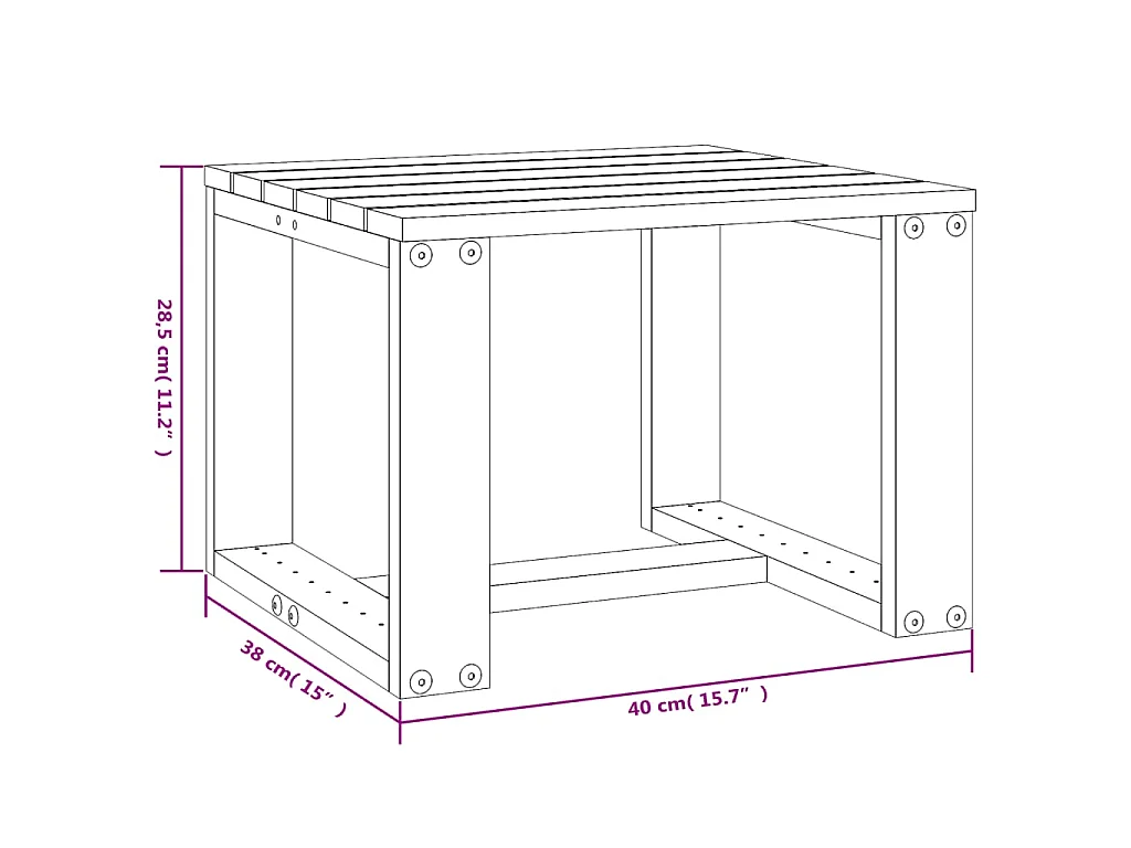Table d'appoint jardin marron miel 40x38x28,5cm bois massif pin