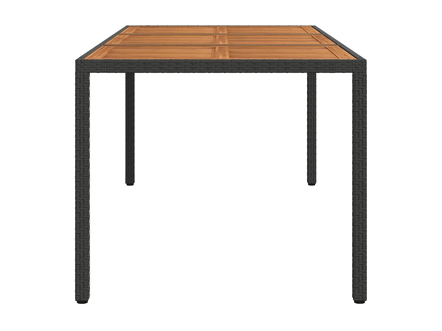 Table de jardin 190x90x75 cm Résine tressée et bois acacia Noir