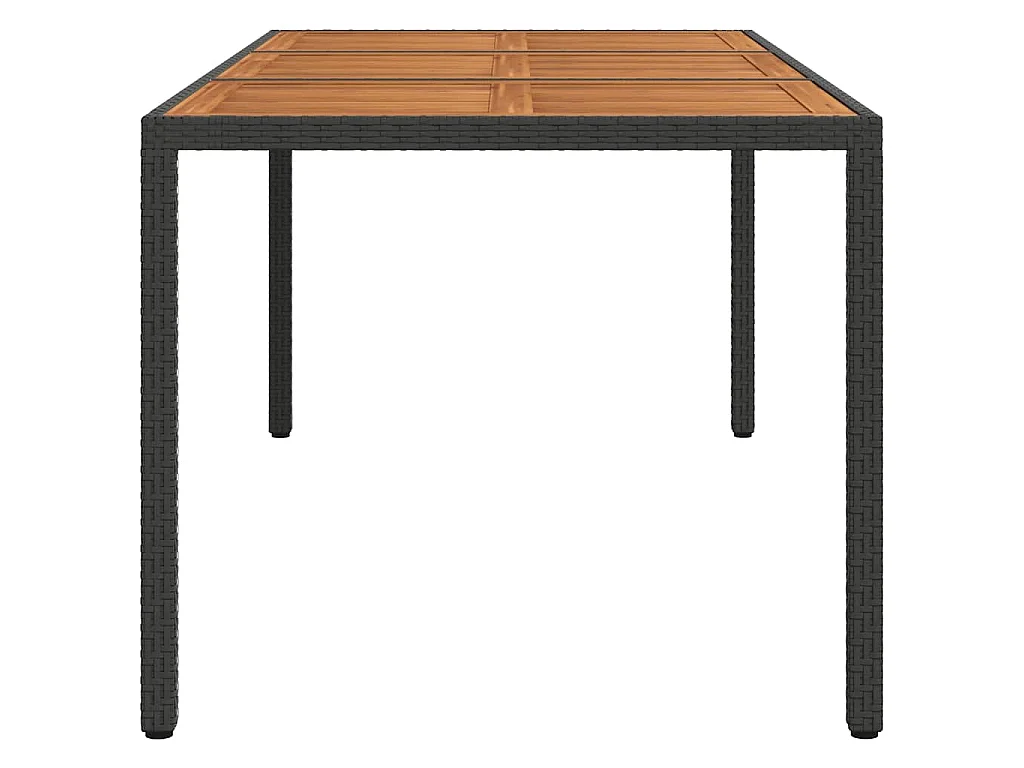 Table de jardin 190x90x75 cm Résine tressée et bois acacia Noir