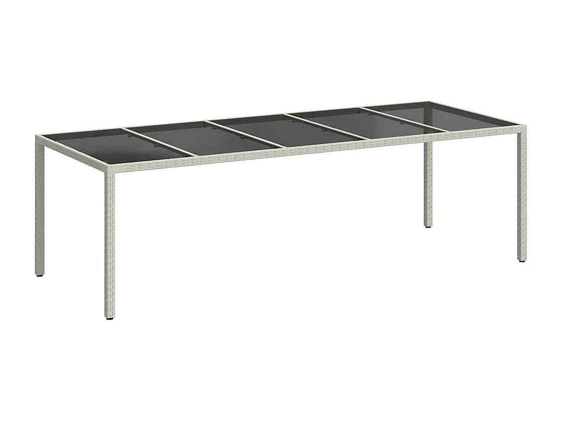 Table de jardin blanc 250x100x75 cm résine tressée verre trempé
