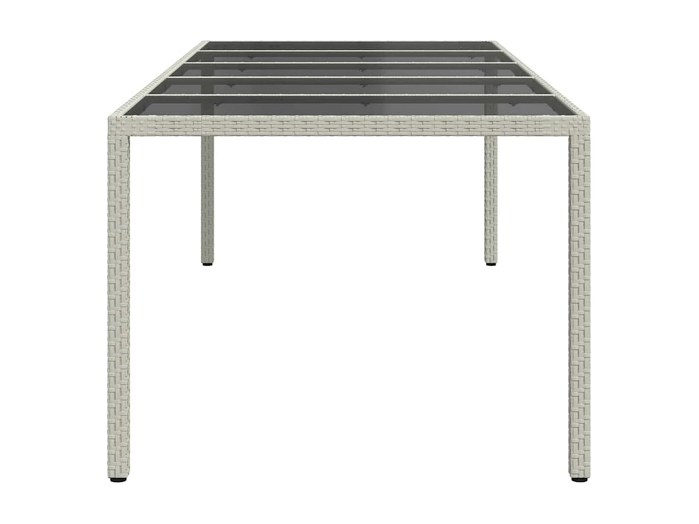 Table de jardin blanc 250x100x75 cm résine tressée verre trempé