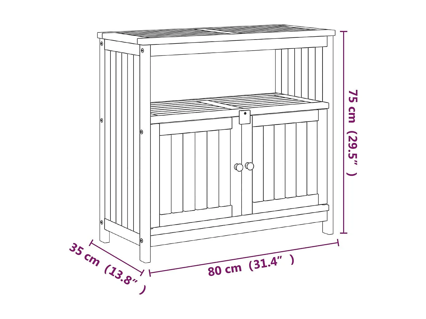 Garten-Konsolentisch 80x35x75 cm Massivholz Akazie