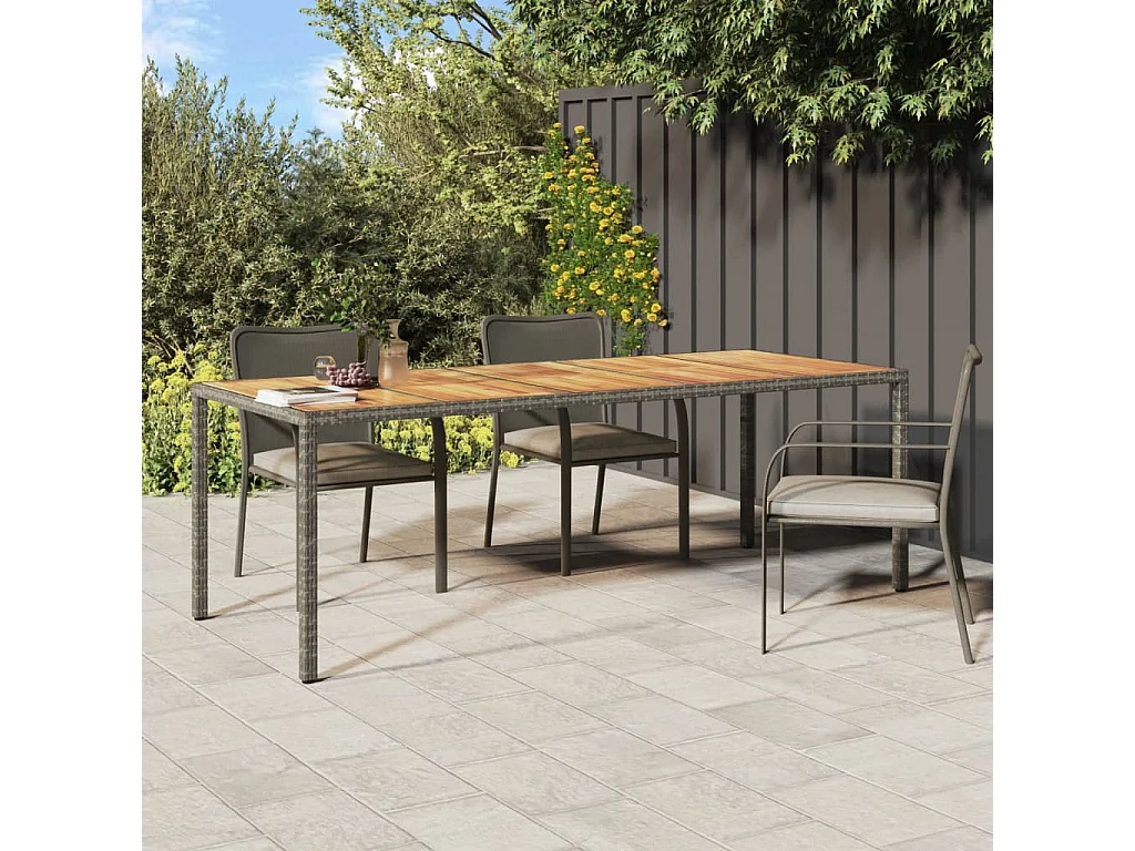 Table de jardin Gris 250x100x75 cm Résine tressée