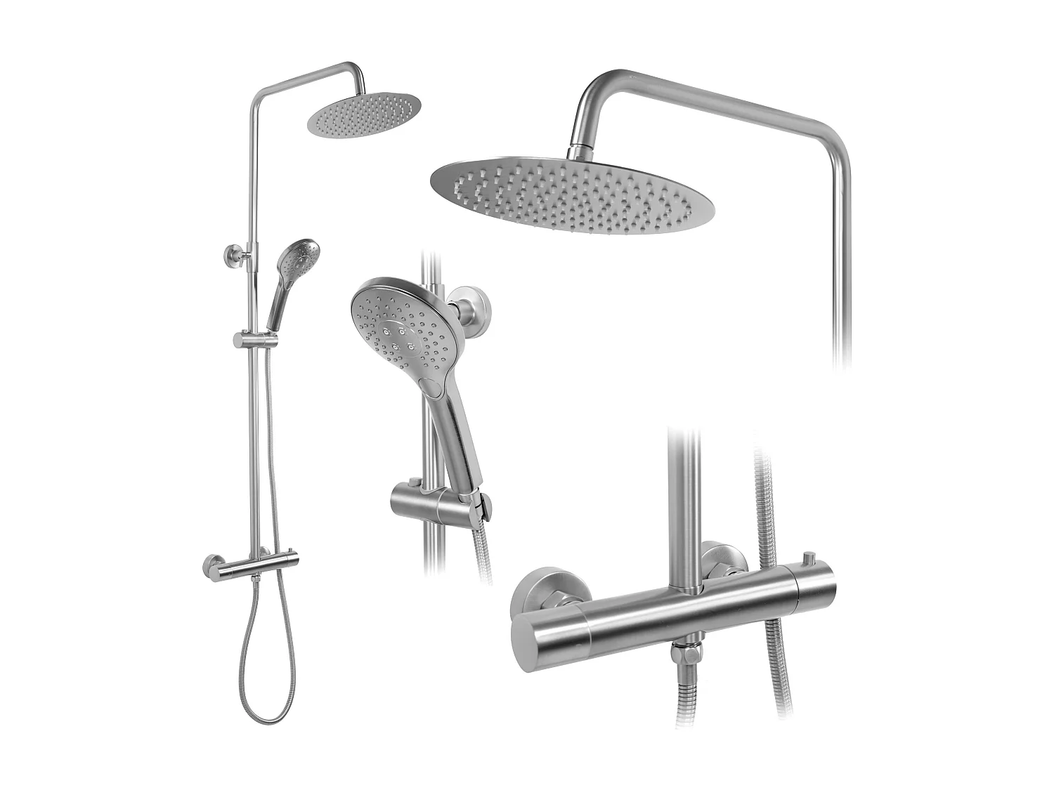 Set Doccia Con Termostato Rea Vincent Termostat Brush Nickel