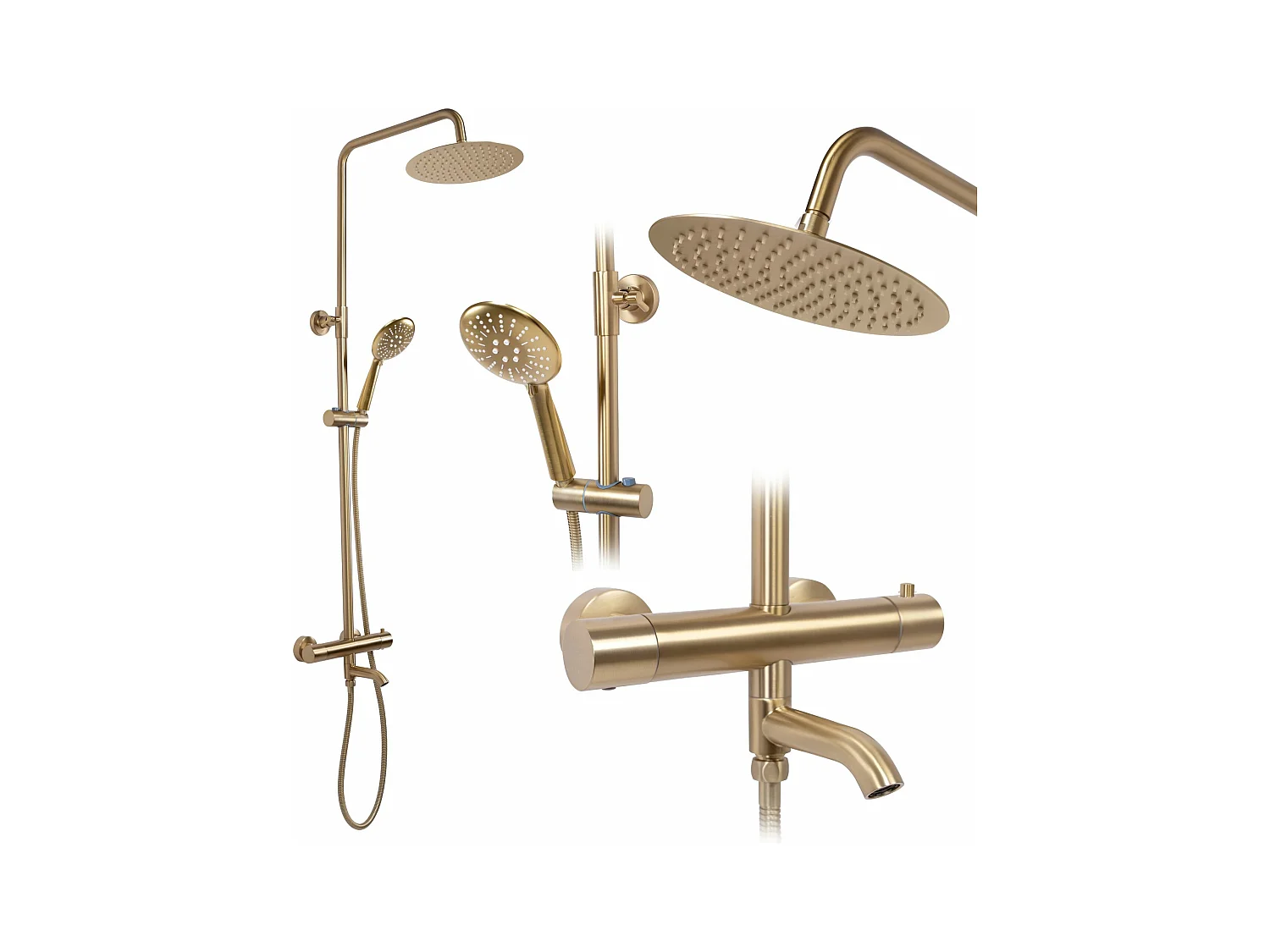 Kit De Douche Avec Thermostat Rea Lungo Termostat Brush Gold