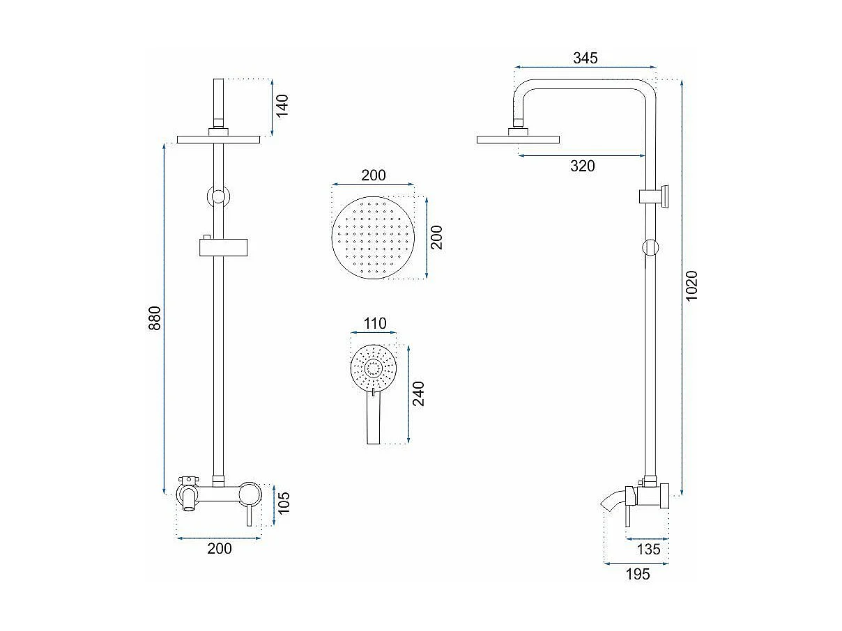 Doucheset Rea Luis Brush Gold