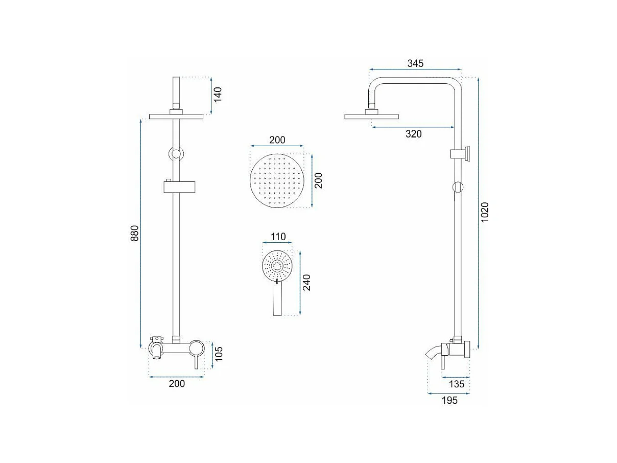 Set Doccia Rea Luis Brush Gold