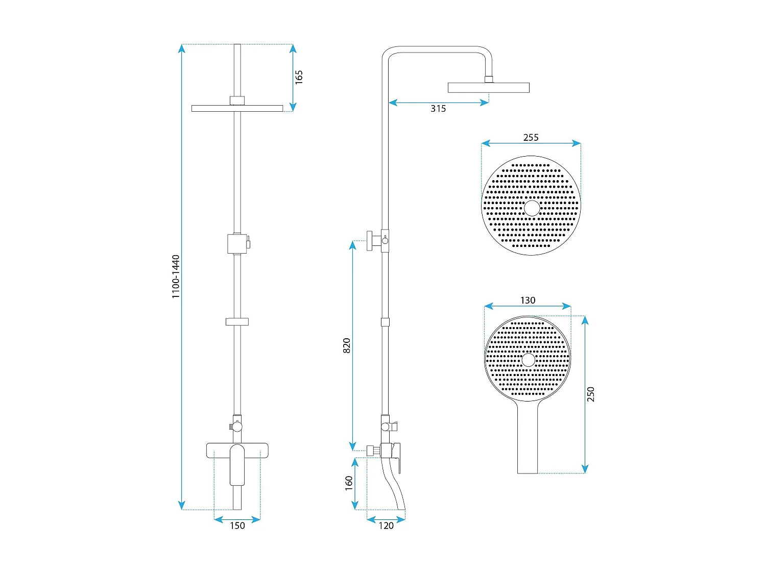 Conjunto De Ducha Rea My1805-77Cw Bloom White/Chrome