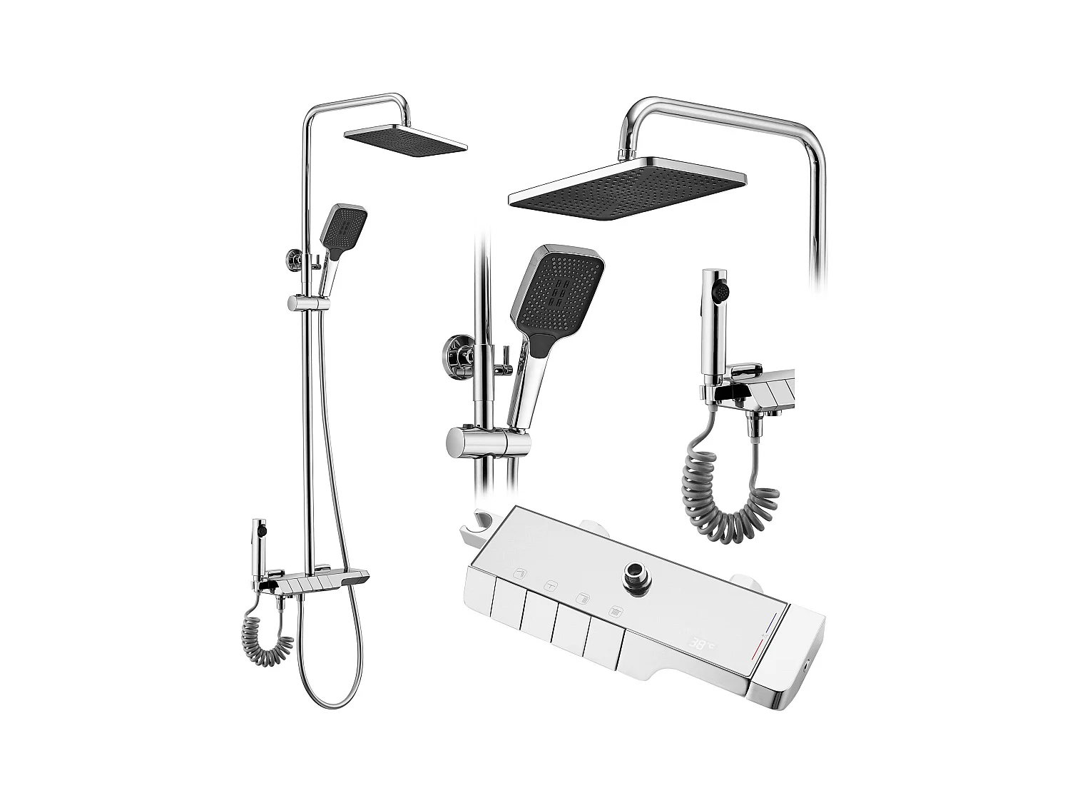Kit De Douche Avec Thermostat Rea Rob Termostat Chrome