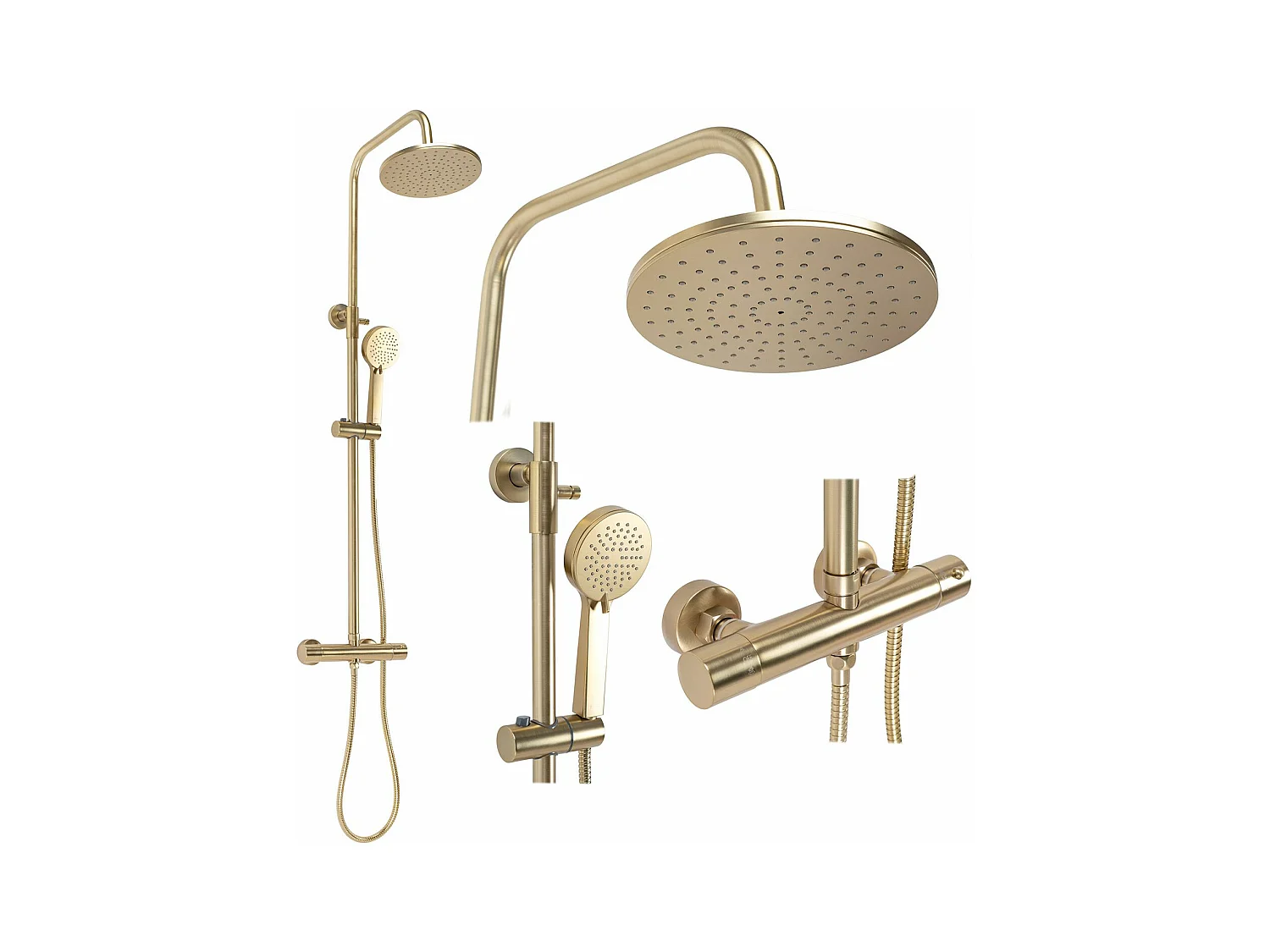 Kit De Douche Avec Thermostat Rea Parot Termostat Brush Gold