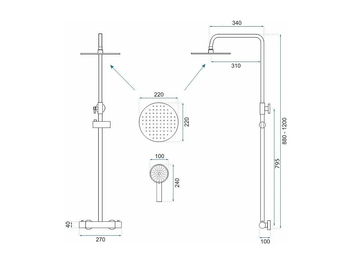Kit De Douche Avec Thermostat Rea Parot Termostat Brush Gold