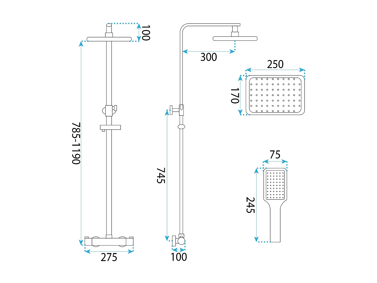 Kit De Douche Avec Thermostat Rea Tom Termostat Gold