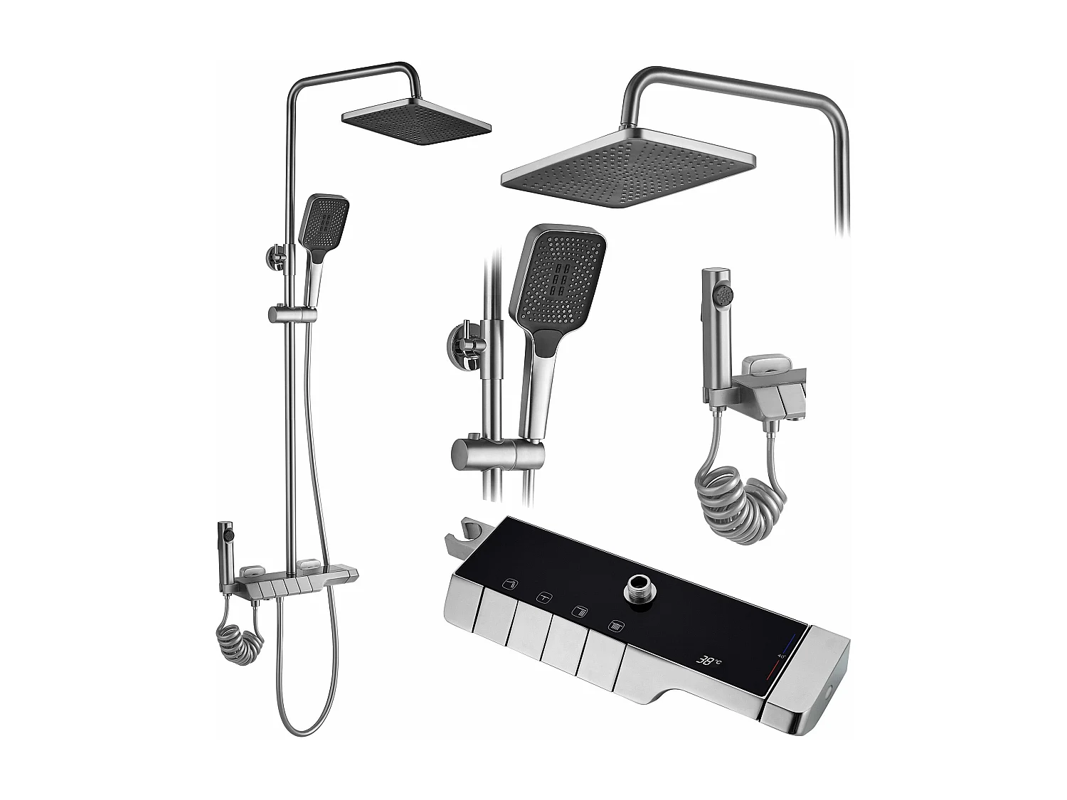 Doucheset Rea Rob Thermostat Brush Nickel