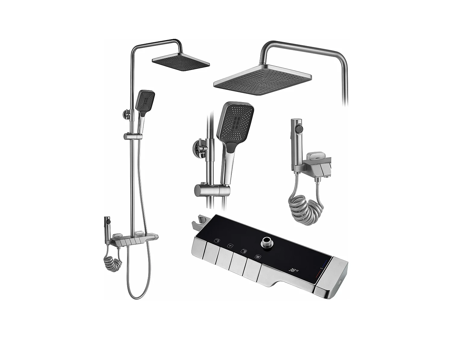 Kit De Douche Rea Rob Thermostat Brush Nickel