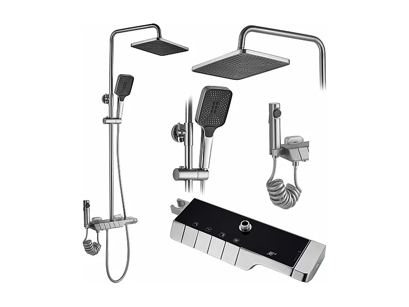 Kit De Douche Rea Rob Thermostat Brush Nickel