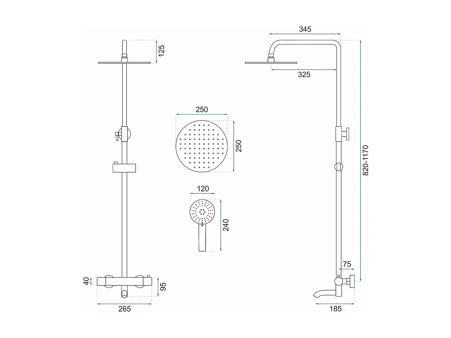 Kit De Douche Rea Lungo Thermostat Black