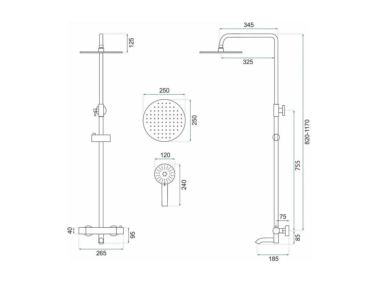 Kit De Douche Rea Lungo Thermostat Black