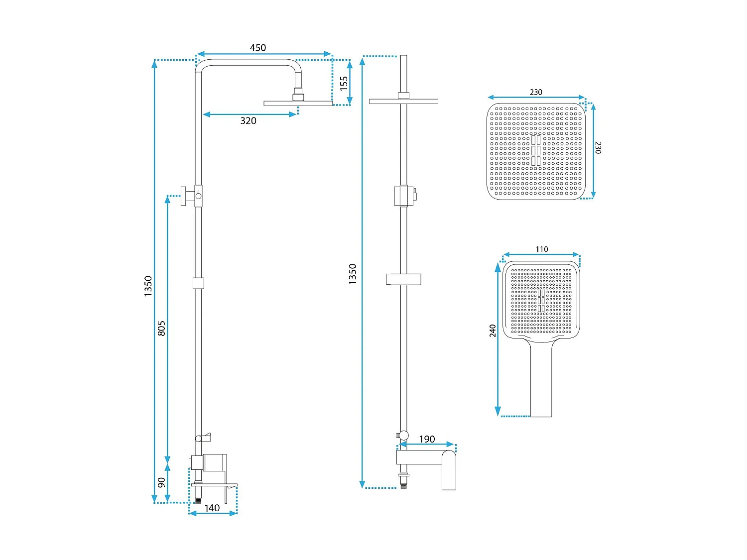 Kit De Douche Rea My1902-78G Storm Gold