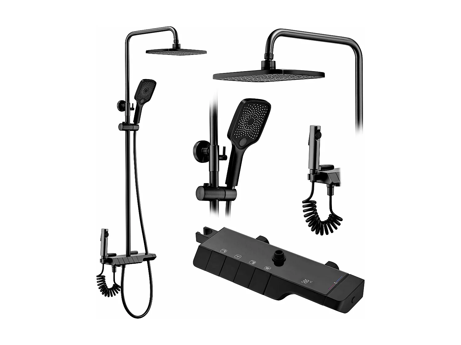 Set Doccia Con Termostato Rea Rob Termostat Black