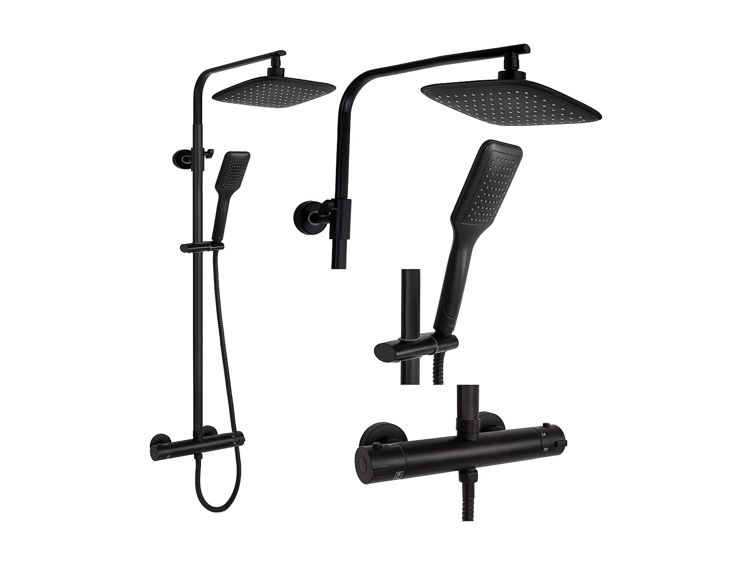 Conjunto De Ducha Rea Tom Thermostat Black