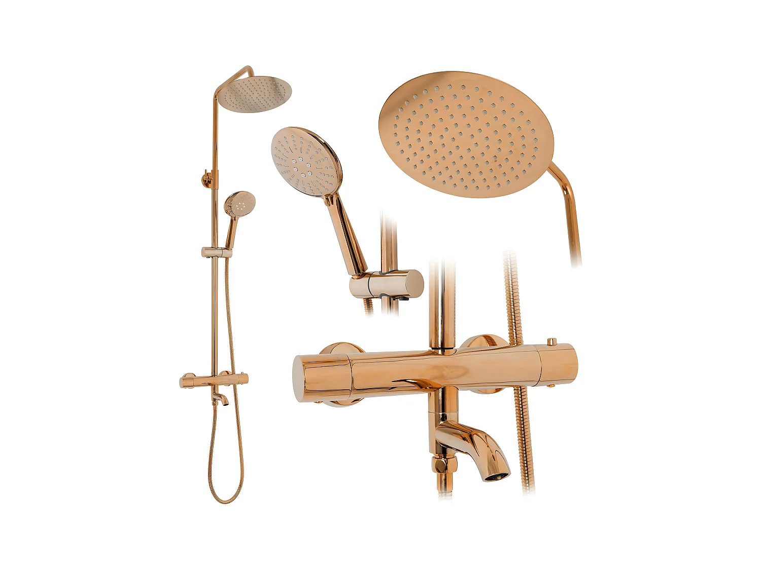 Kit De Douche Avec Thermostat Rea Lungo Termostat Rose Gold