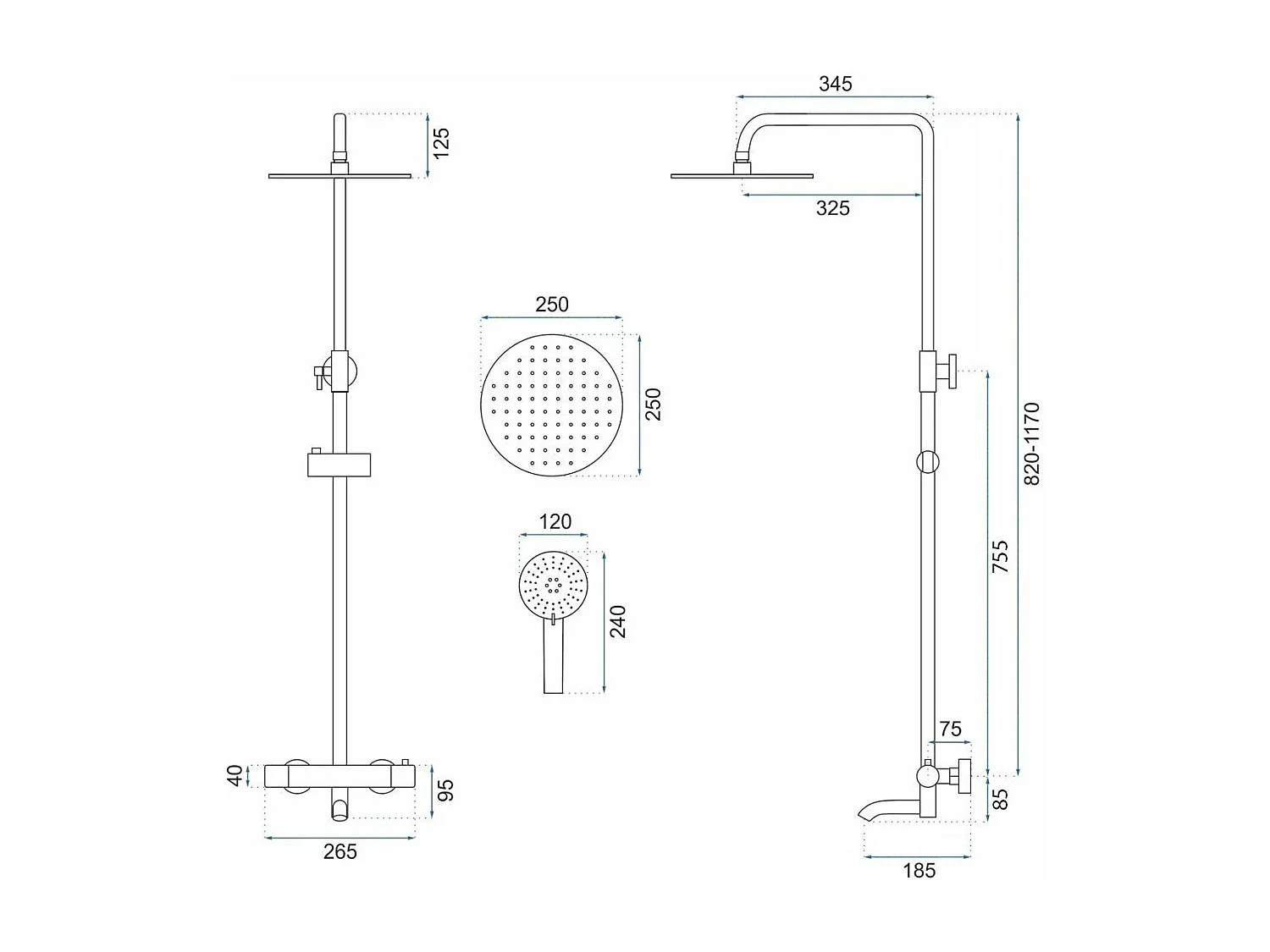 Kit De Douche Avec Thermostat Rea Lungo Termostat Rose Gold