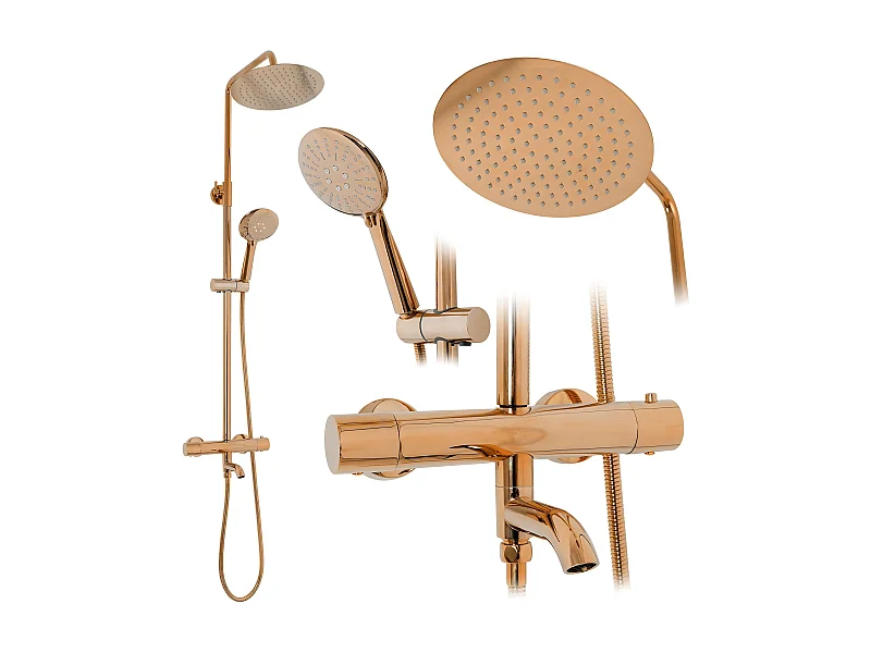Kit De Douche Avec Thermostat Rea Lungo Termostat Rose Gold