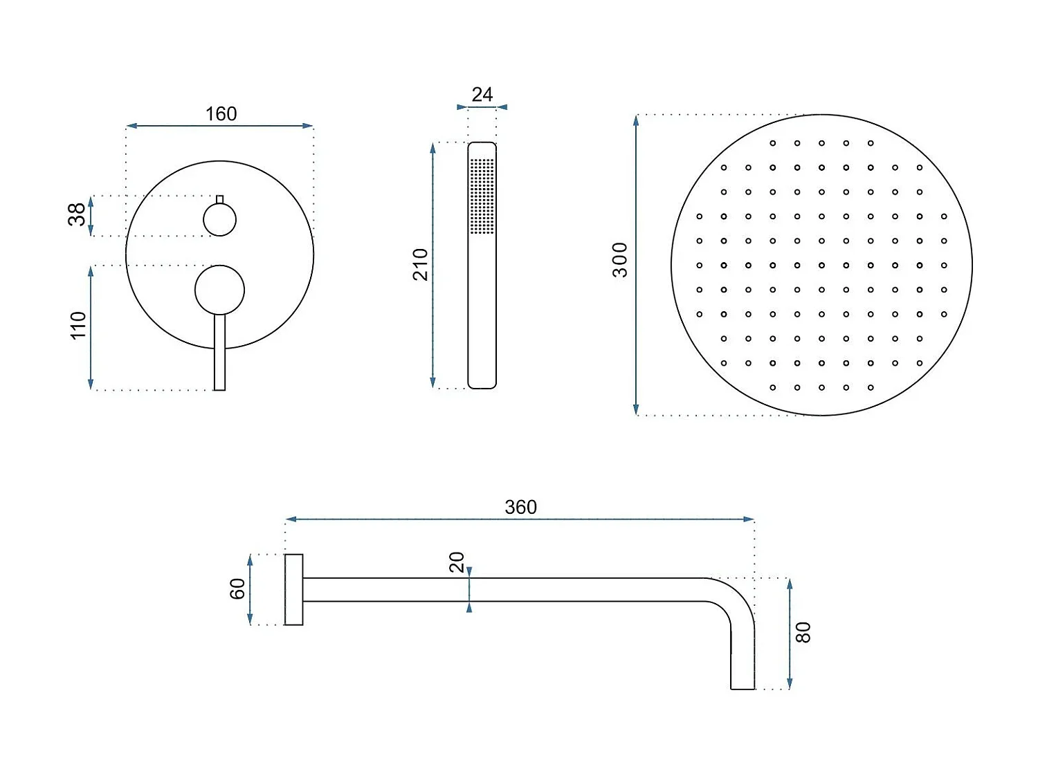 Kit De Douche Encastré Rea Lungo Black