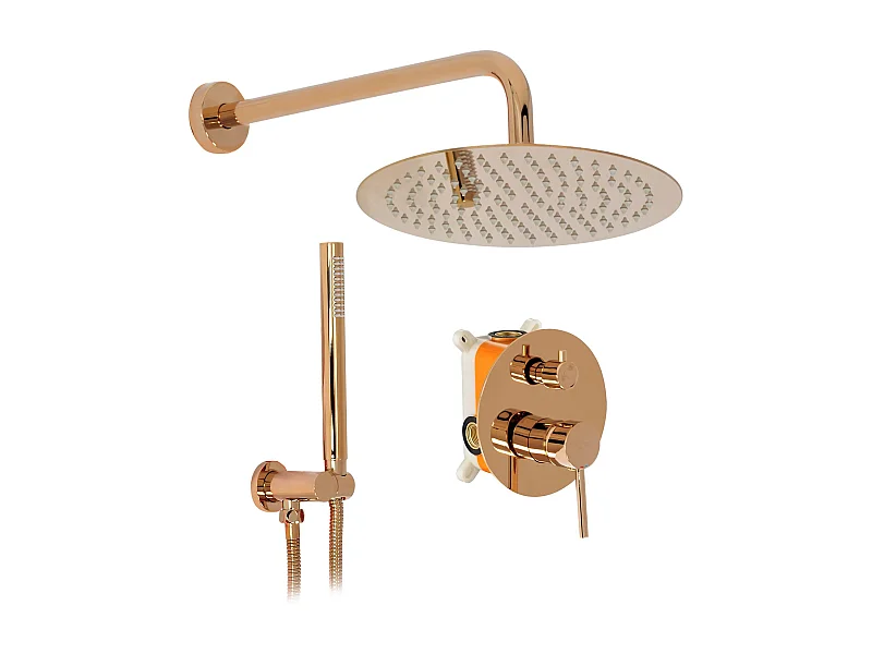 Conjunto De Duche Embutido Rea Lungo Rose Gold