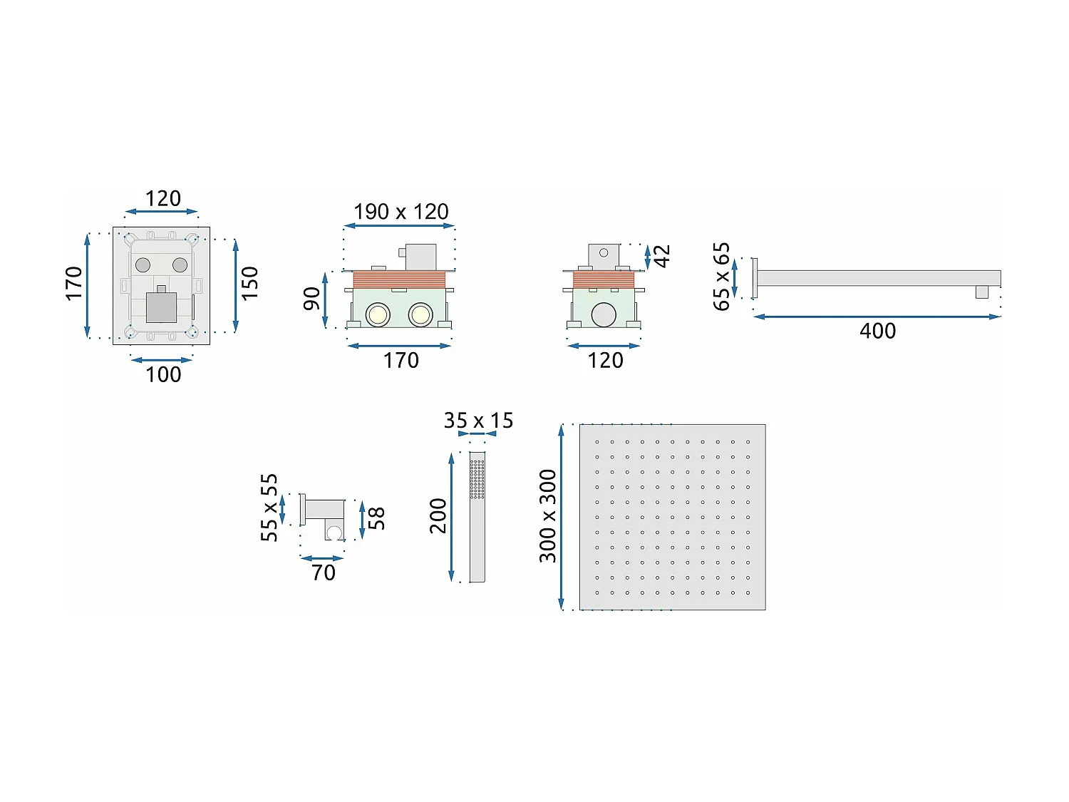 Conjunto De Ducha Con Termostato Rea Fenix-Davis Termostat Gold