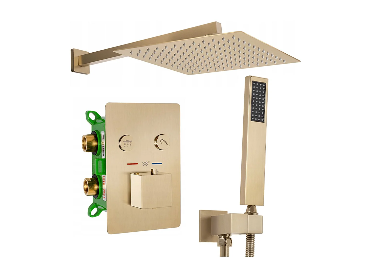Conjunto De Duche Com Termóstato Rea Fenix-Davis Termostat Brush Gold