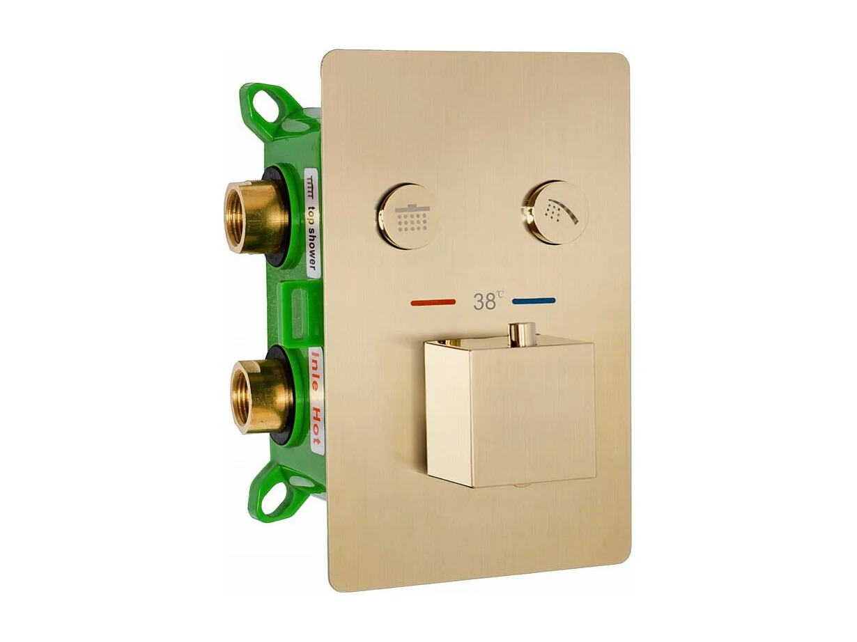 Conjunto De Duche Com Termóstato Rea Fenix-Davis Termostat Brush Gold