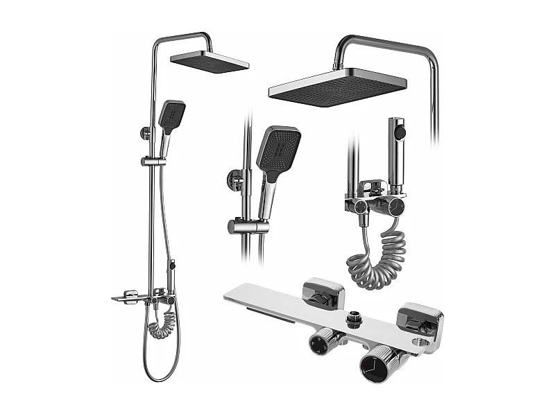 Conjunto De Chuveiro Cromado Rea Helix Chrome