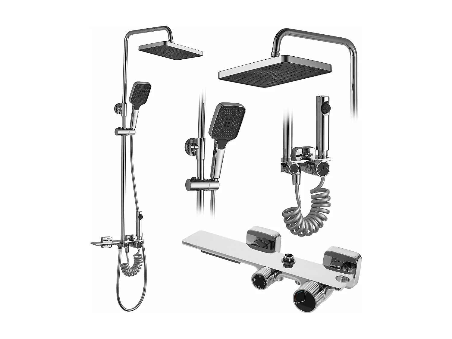 Conjunto De Chuveiro Cromado Rea Helix Chrome