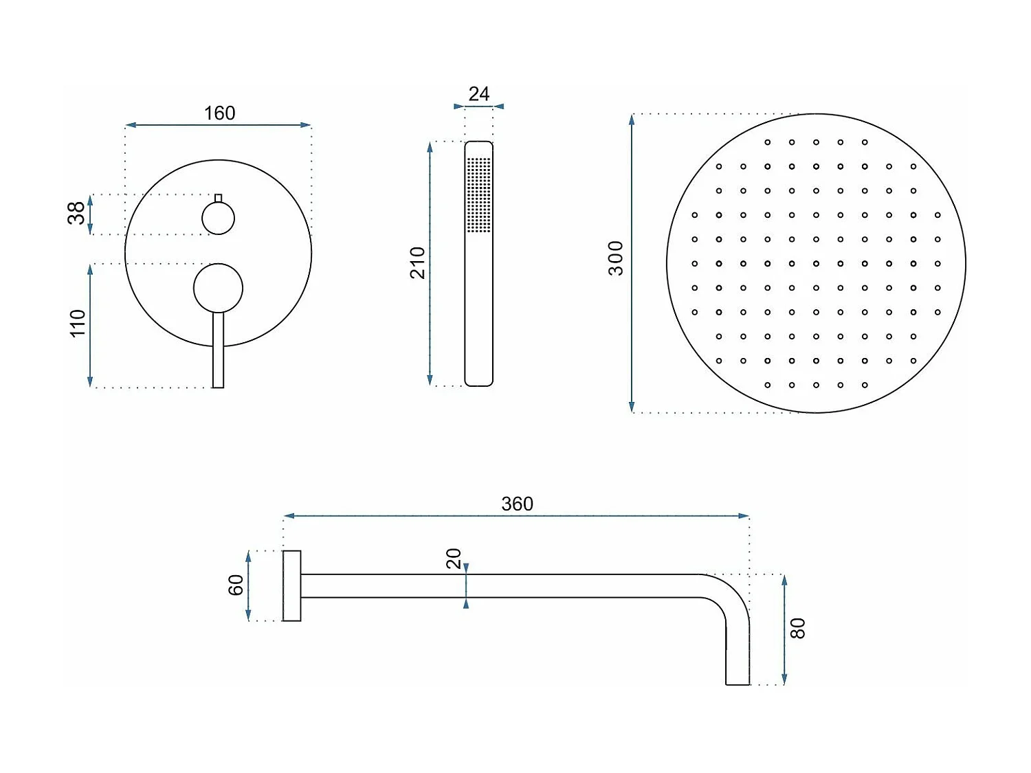 Unterputz Duschset Rea Lungo White