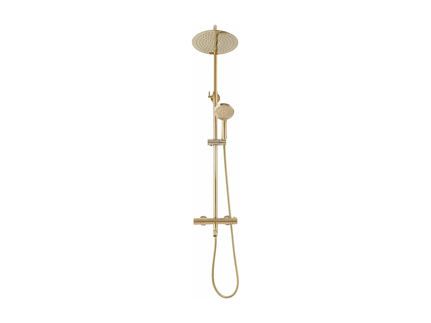 Douche set met thermostaat REA Lungo TermoStat Gold - Ultra-regendouche en kraan met elementen