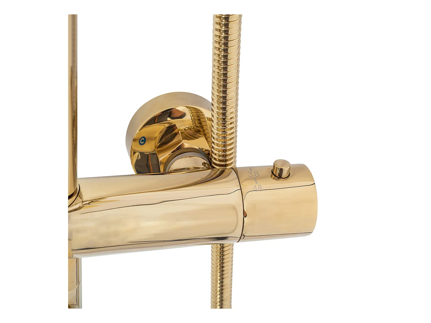 Douche set met thermostaat REA Lungo TermoStat Gold - Ultra-regendouche en kraan met elementen